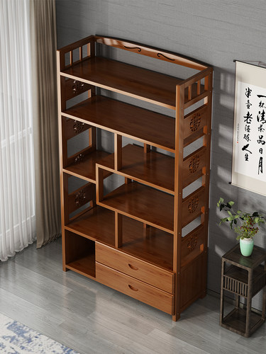 书架置物架靠墙落地家用书柜多层客厅实木省空间办公室隔断收纳架