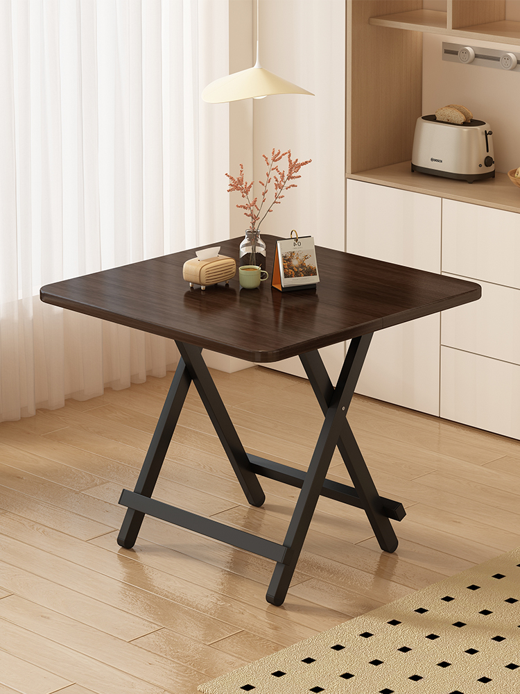 折叠餐桌家用小户型80x80桌子简易出租屋吃饭桌正方形手提便携式