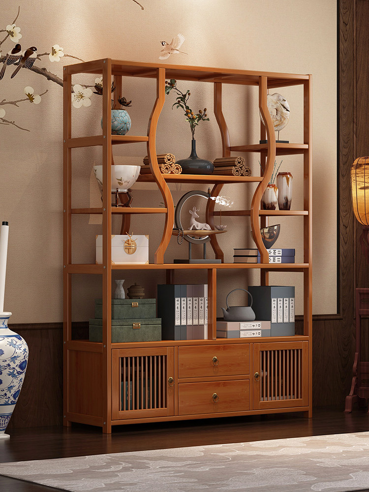 博古架实木中式多宝阁茶具置物架茶叶柜茶货柜展示架客厅隔断书架