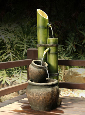 创意水景入户花园摆件落地流水喷泉庭院装饰造景日式院子假山盆景