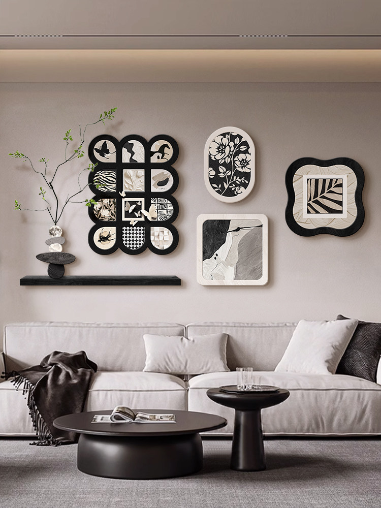 现代简约客厅沙发背景墙装饰画黑白灰高级感卧室画高档大白墙挂画,家居饰品,现代装饰画,淘宝优惠券,粉丝福利购,淘宝优惠卷