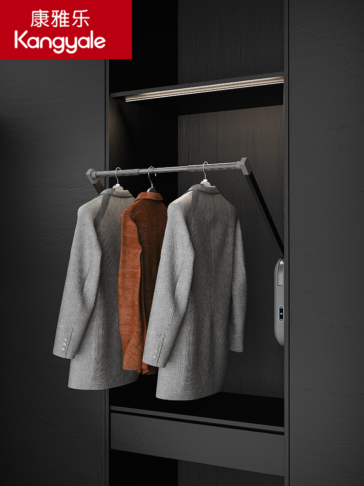 衣柜智能升降晾衣架衣帽间电动下拉伸缩挂衣杆语音遥控上升挂衣器