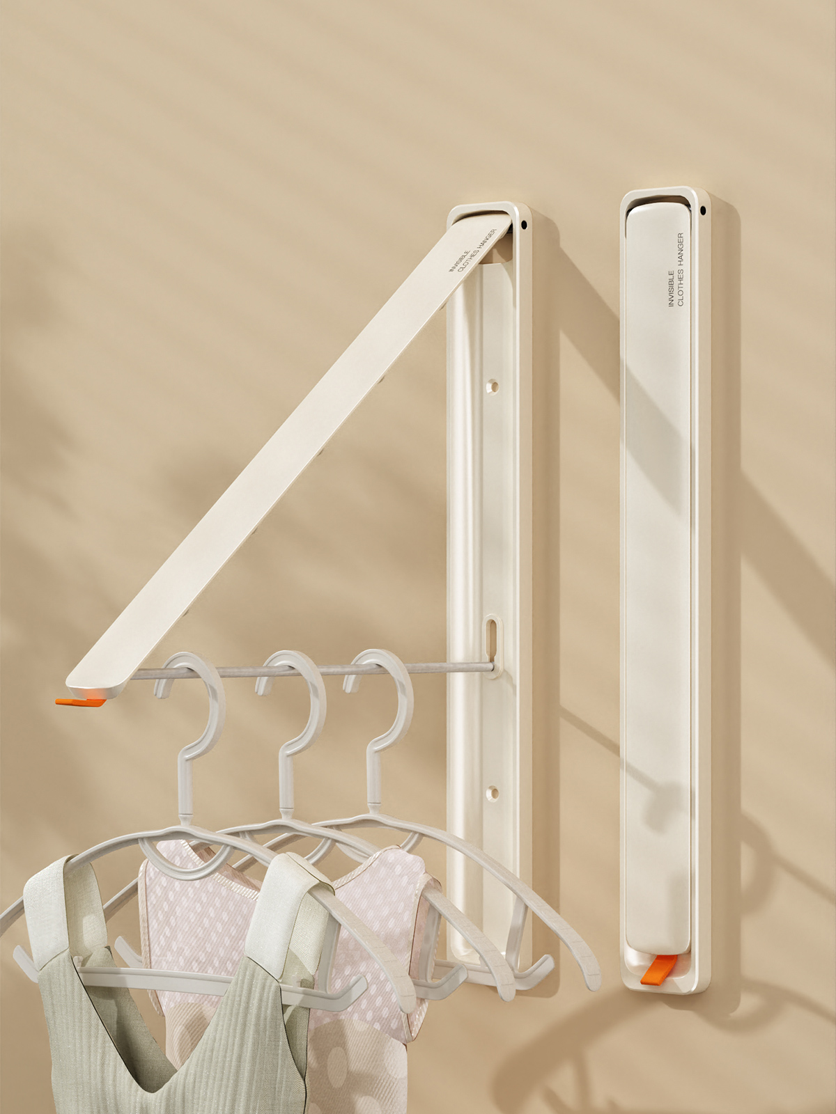 阳台隐形折叠晾衣架壁挂式墙上免打孔窗户阳台简易挂架飘窗挂衣杆