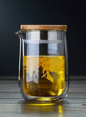 绿昌明玻璃小茶壶双层防烫红茶泡茶器耐热家用过滤功夫茶具泡茶壶