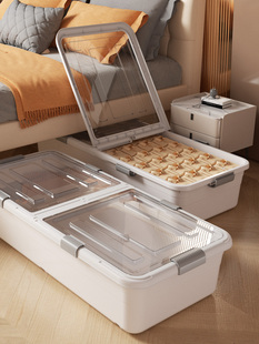 床底滚轮收纳箱塑料带轮抽屉式衣服被子透明整理床下收纳盒储物箱