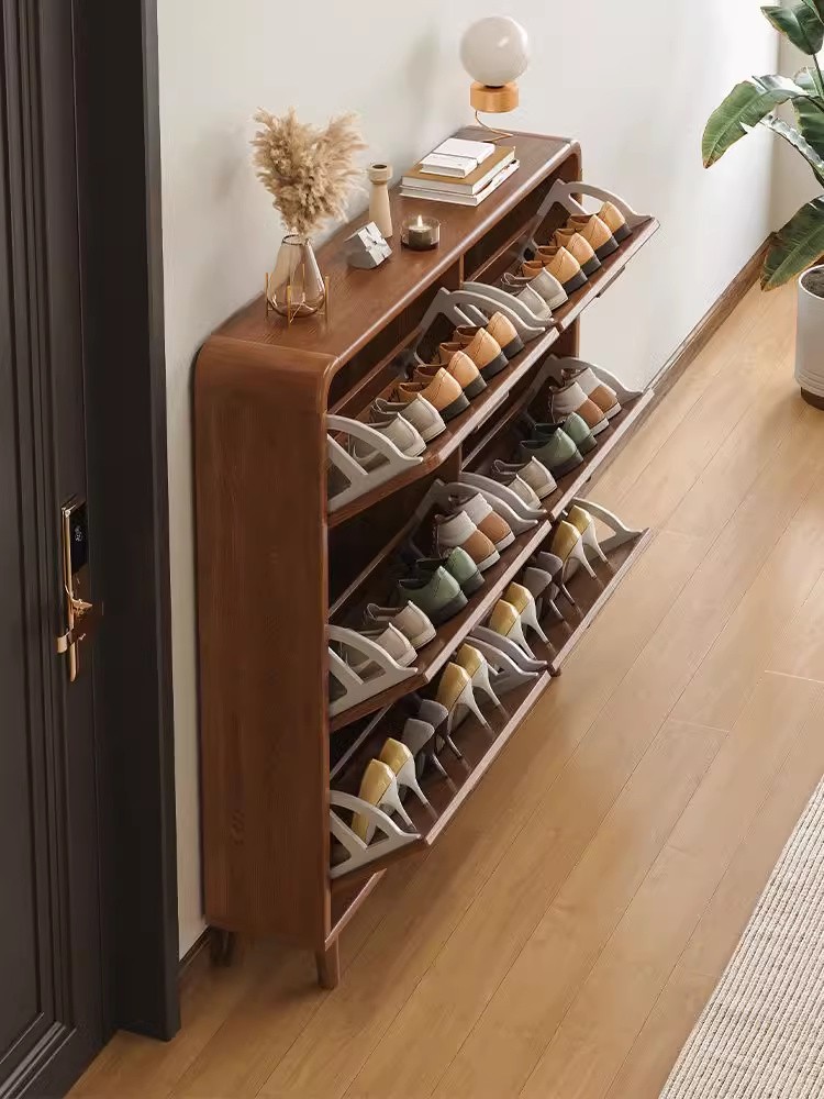 超薄款鞋柜门口家用实木窄翻斗入户玄关柜室内外楼道多层电梯鞋架
