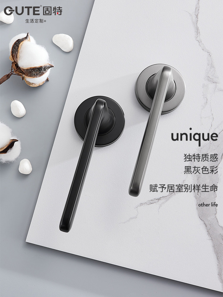 固特304不锈钢卧室门锁室内木门磁吸静音房门锁卫生间门把手锁具