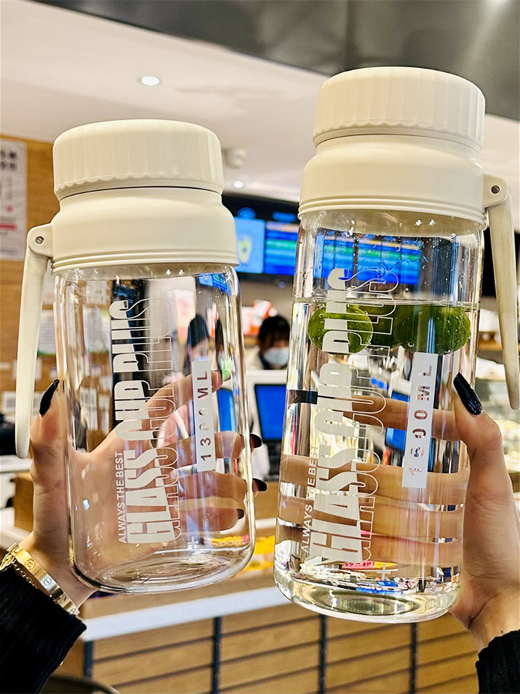 玻璃水杯大容量女生2000毫升夏天1000ml男士大号高硼硅茶隔便携子