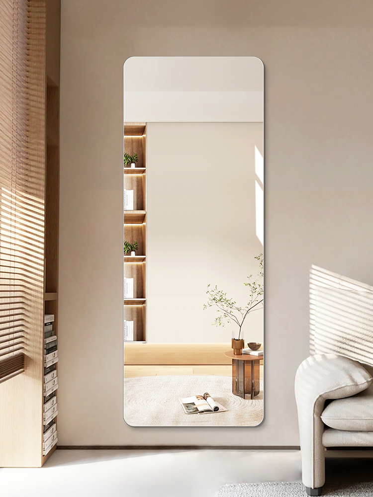 伯仑无框穿衣镜壁挂贴墙全身镜卧室玄关落地大镜子自粘简约试衣镜