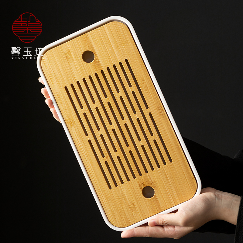 馨玉坊小型储水茶盘办公室简约泡茶台户外便携茶托盘功夫茶具茶海