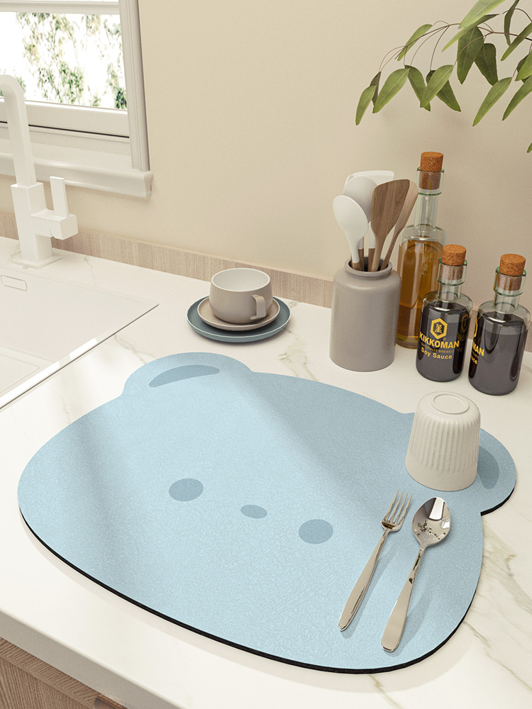 厨房沥水垫餐具碗盘垫子可爱杯垫吧台防滑垫干燥垫餐桌台面吸水垫