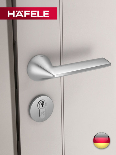 德国海福乐卧室门现代简单黑色哑光实木门分离无声门锁