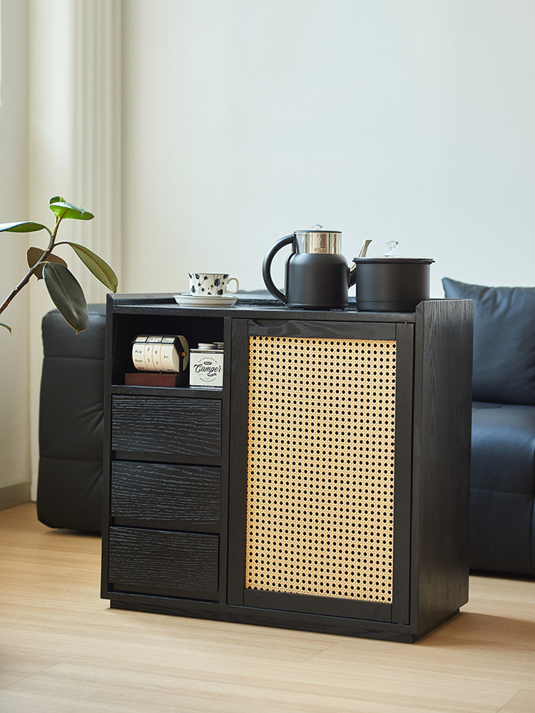 实木茶水柜靠墙一体茶台桌储物柜家用边几柜黑色客厅沙发侧边柜子,住宅家具,餐边柜,淘宝优惠券,粉丝福利购,淘宝优惠卷