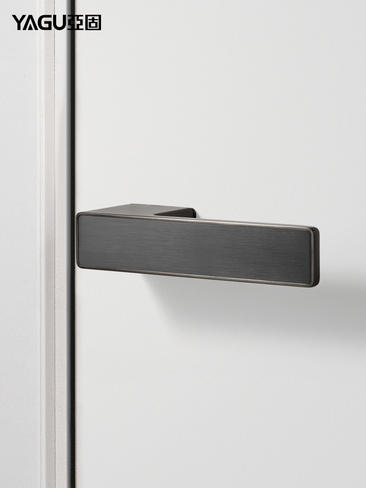 亚固黑色门锁意式极简木门锁磁吸门锁室内卧室房门锁门把手静音