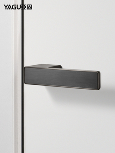 亚固黑色门锁意式极简木门锁磁吸门锁室内卧室房门锁门把手静音