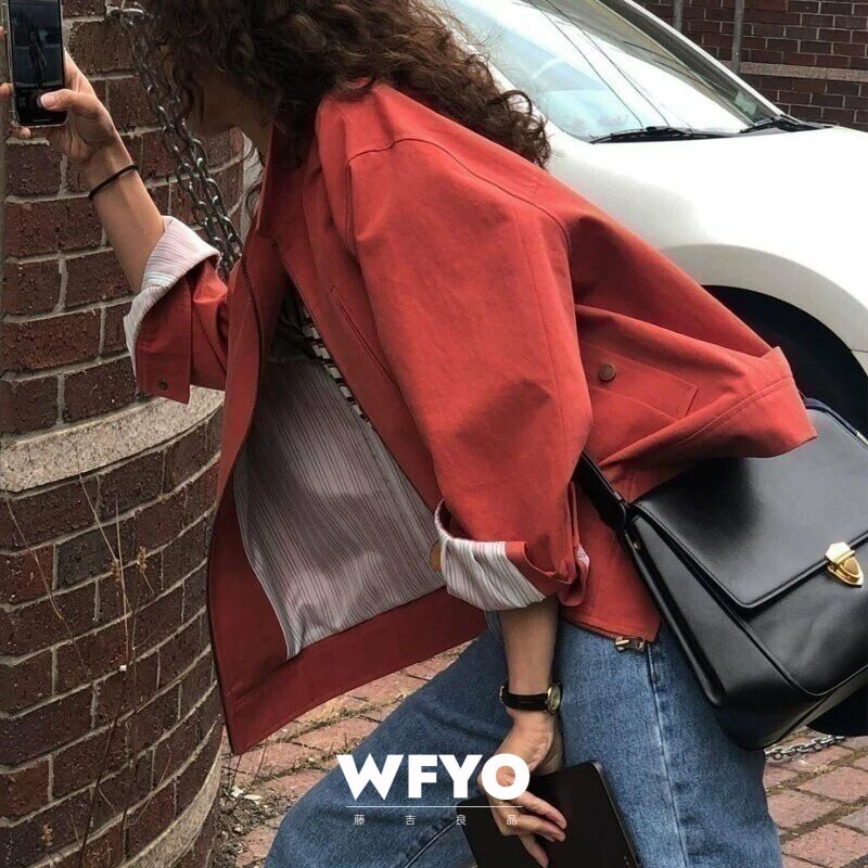 WFYO/西装外套女2026春秋新款韩版小个子高级感超好看红色夹克衫