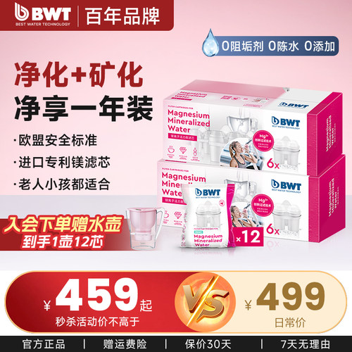 BWT滤芯通用德国净水壶过滤水壶净水器倍世进口矿物镁滤芯12只装