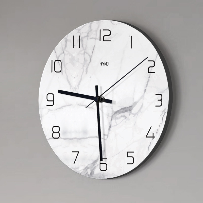 大理石纹钟表挂钟客厅艺术石英家用时尚2025新款时钟挂墙简约现代