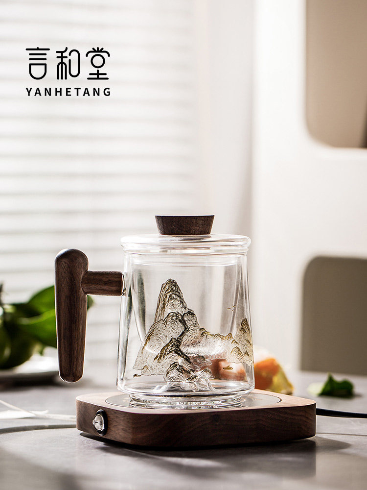 观山杯茶杯玻璃杯茶水分离杯办公室过滤泡茶杯耐热水杯恒温垫礼盒,餐饮具,玻璃杯,淘宝优惠券,粉丝福利购,淘宝优惠卷