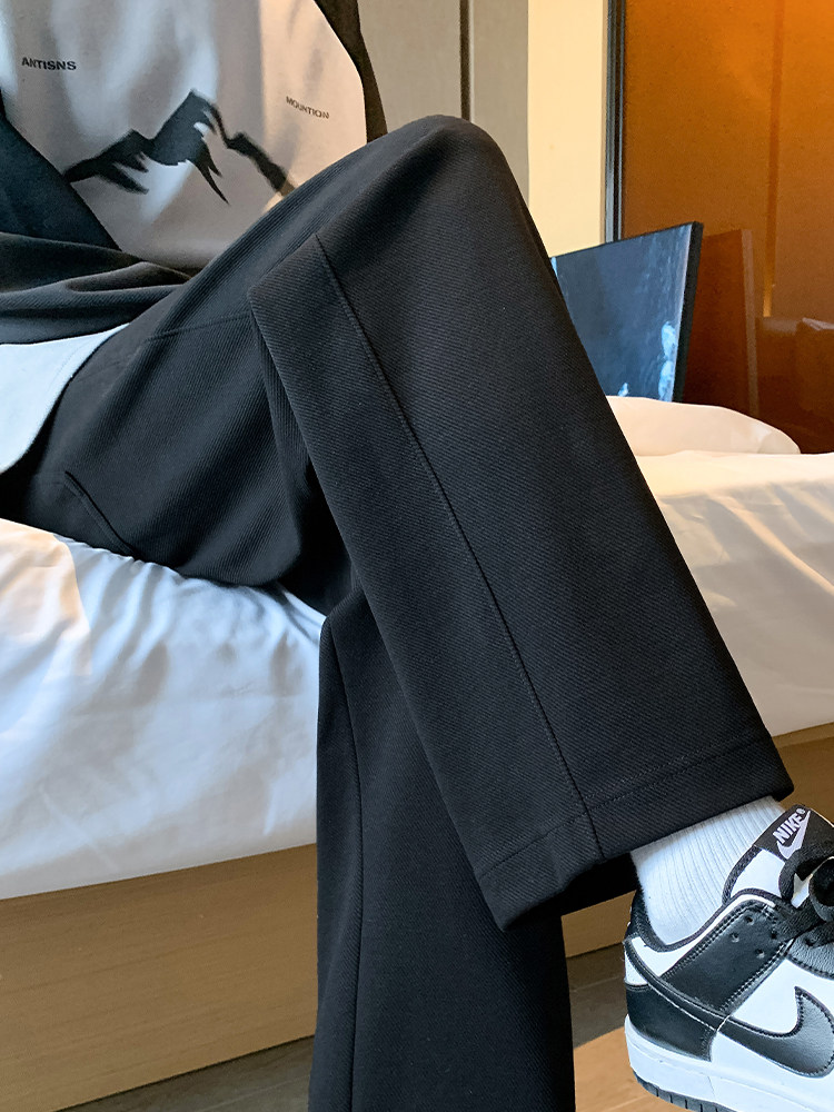 裤子男款黑色长裤宽松运动裤卫裤男士休闲裤夏季直筒裤垂感阔腿裤