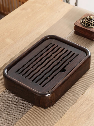 黑檀木茶盘家用盛水小茶台客厅简约花梨实木茶海小型茶具蓄水托盘