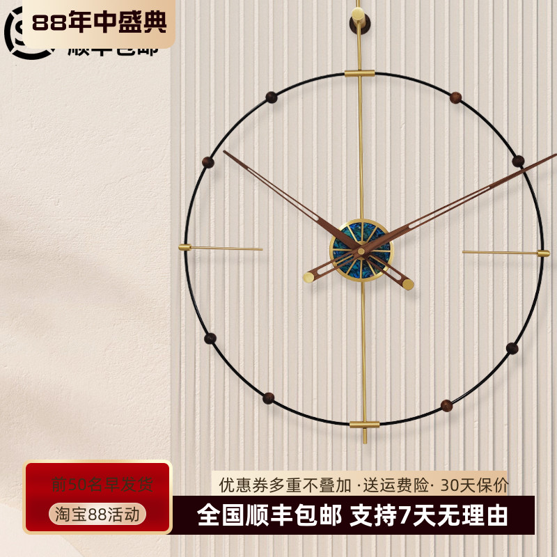 网红轻奢挂钟客厅现代简约艺术时钟个性创意装饰静音挂墙圆形大表