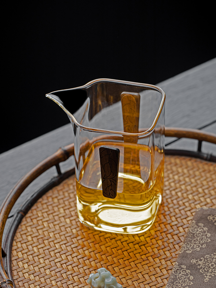 玻璃茶海公道杯四方分茶器高档均杯耐热加厚功夫茶具手柄茶道配件
