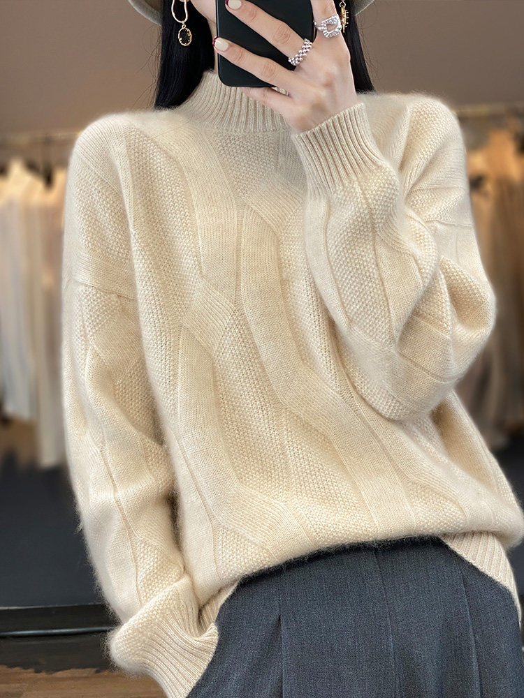 半高领打底衫女秋冬2026新款加厚内搭上衣遮肚子显瘦大码针织毛衣