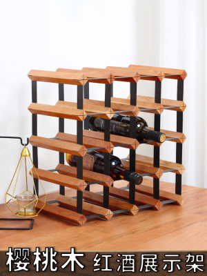 定制酒柜客厅红酒架摆件实木吧台红酒葡萄酒瓶架洋酒架酒瓶展示架