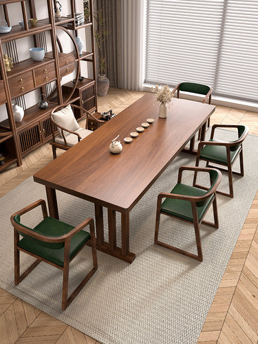 南美胡桃木茶桌家用泡茶桌椅组合多人办公洽谈高端实木大板茶台