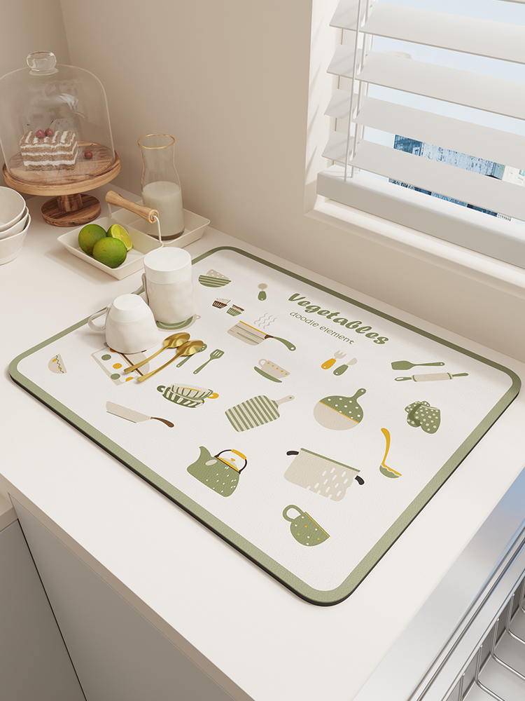 硅藻泥吸水垫台面厨具隔热垫厨房沥水垫吧台碗盘杯子免洗干燥垫子