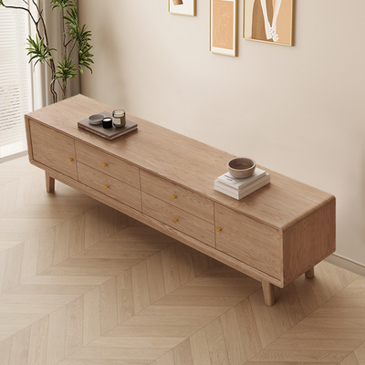 白蜡木实木电视柜茶几组合2025新款现代简约家用小户型客厅落地柜