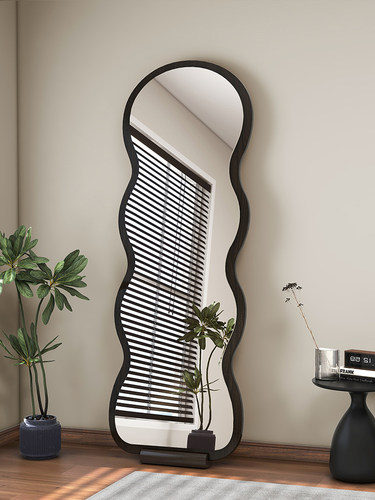 网红波浪全身镜家用落地镜高级感异型壁挂女生穿衣镜卧室试衣镜子