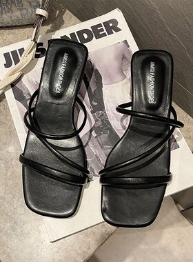 粗跟凉尚鞋2女士仙新女风204年款夏季外50809穿时网红小众高级感