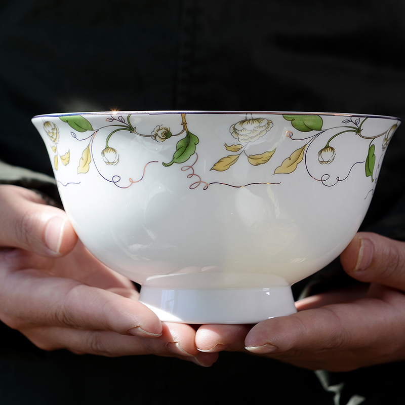 【4个】大面碗可微波餐具套装骨瓷米饭碗6寸中式汤碗家用日式陶瓷