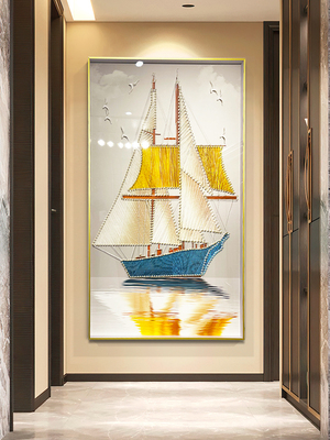 瑞杰 立体绕线画《一帆风顺》走廊过道装饰画 入户正对门寓意好画