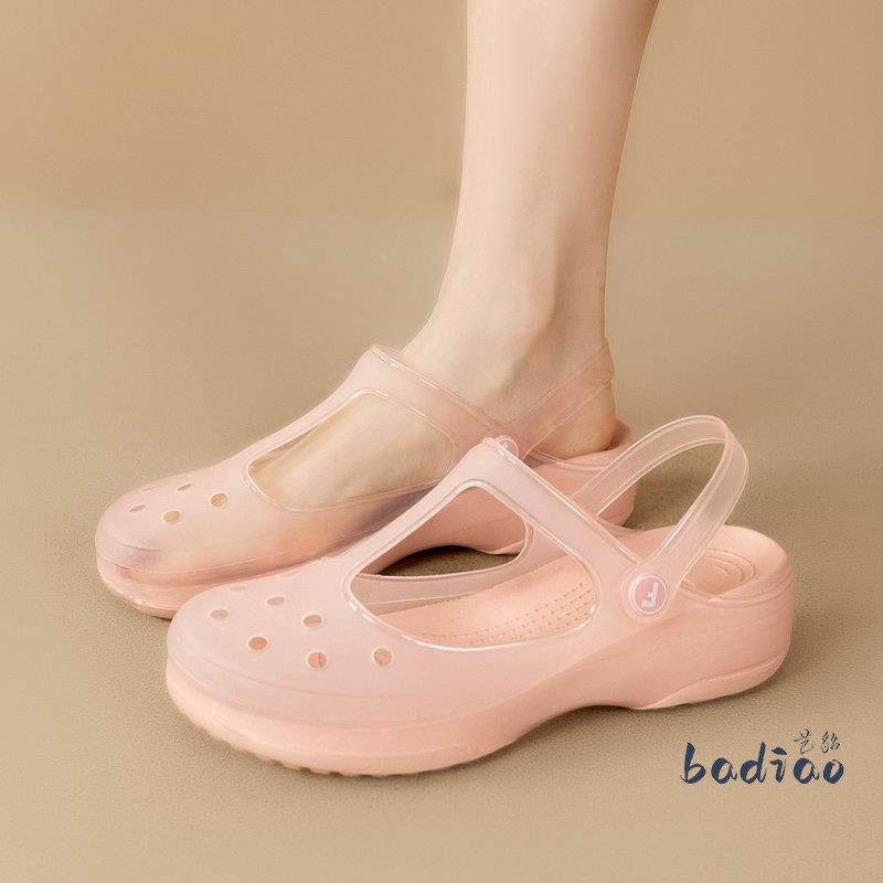 包头软底洞洞鞋女鞋沙滩海边外穿凉拖鞋40大码34码护士凉鞋