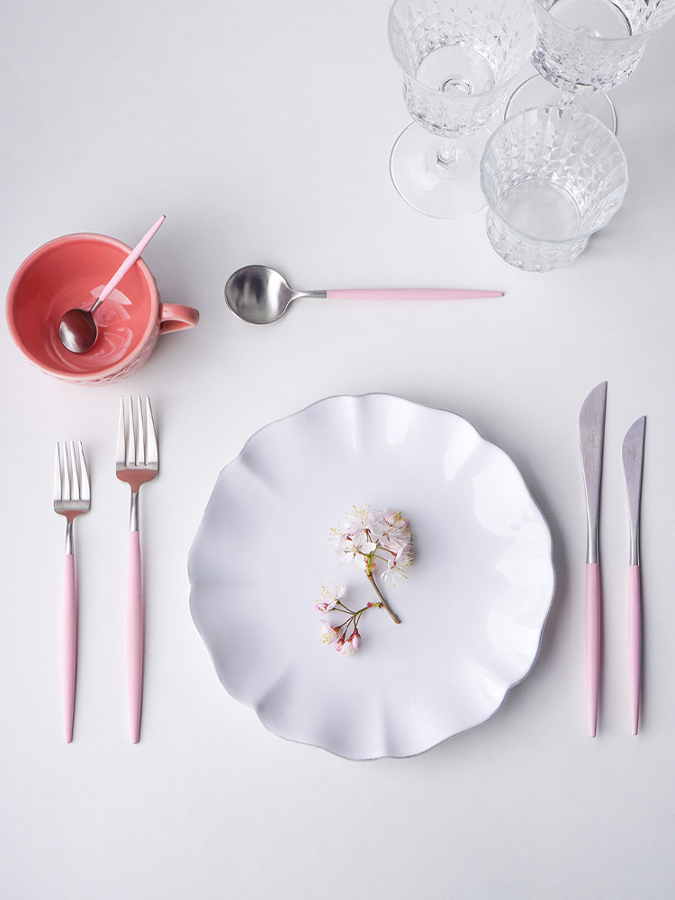 cutipol餐具牛排刀叉套装粉色西餐餐具刀叉勺不锈钢勺子筷子套装