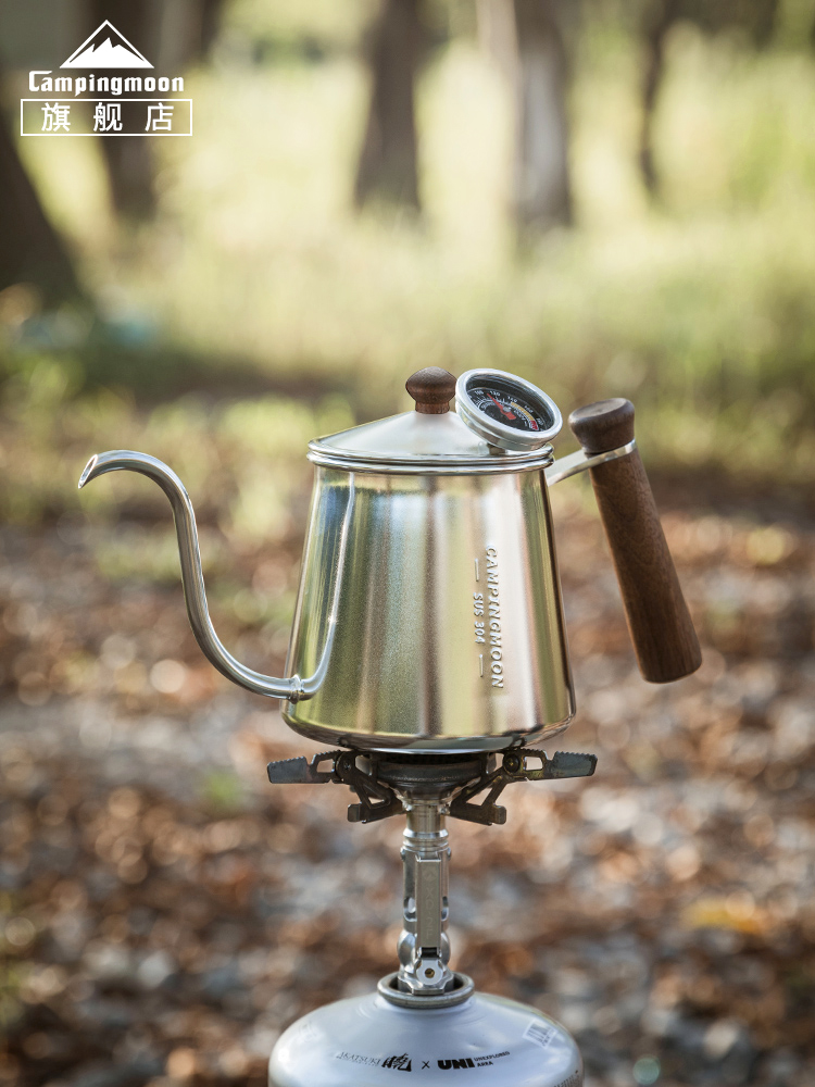 柯曼咖啡手冲壶细嘴不跑水 防烫黑胡桃木户外挂耳咖啡注水壶SW-3