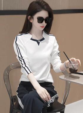 226年春季新款时尚百搭撞色长袖T恤女感修身显瘦打底衫0210w