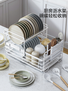 厨房碗架沥水架台面双层碗盘碗碟收纳架水槽旁放碗晾碗碗筷置物架