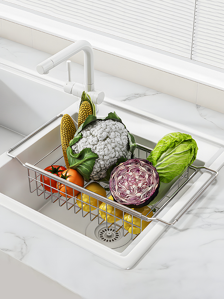 厨房水槽沥水架多功能水池碗碟水果洗碗池不锈钢可伸缩沥水置物架