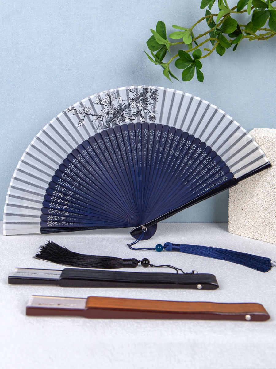 中国风礼品绫绢便携随身扇舞蹈扇表演扇夏水墨折扇子古风镂空男女