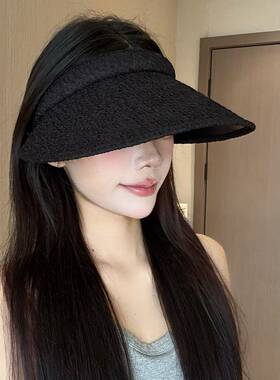 夏季女士大沿高端空礼帽防晒发带太阳帽沙滩出游太阳0603z