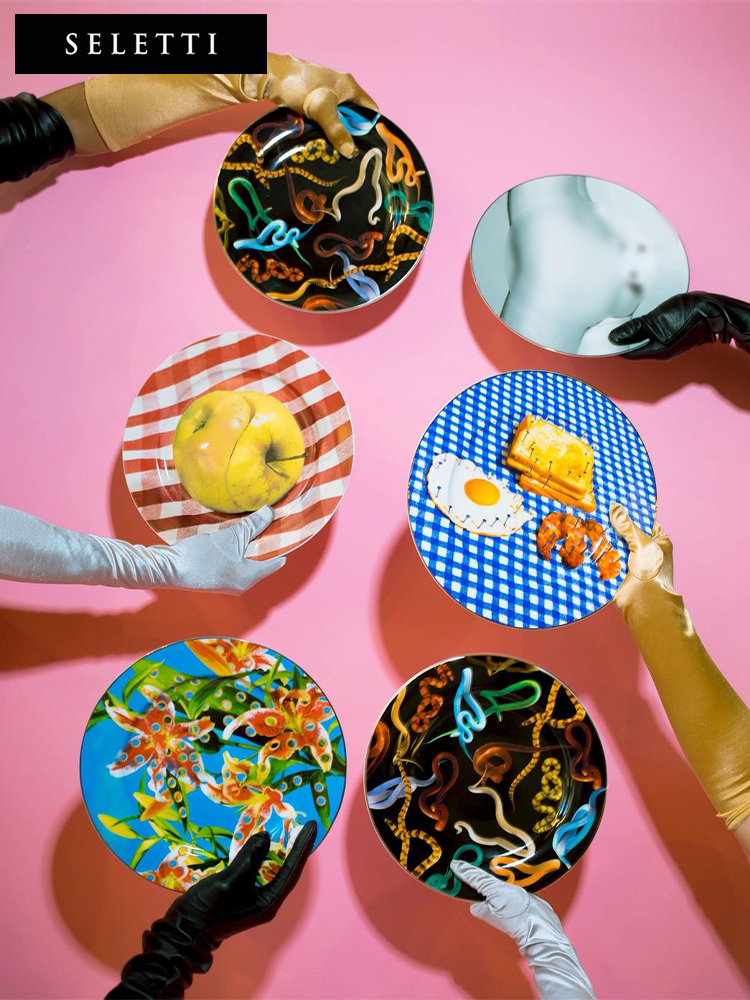 Seletti盘子装饰餐盘摆件创意陶瓷艺术挂盘家用大创意瓷盘早餐盘