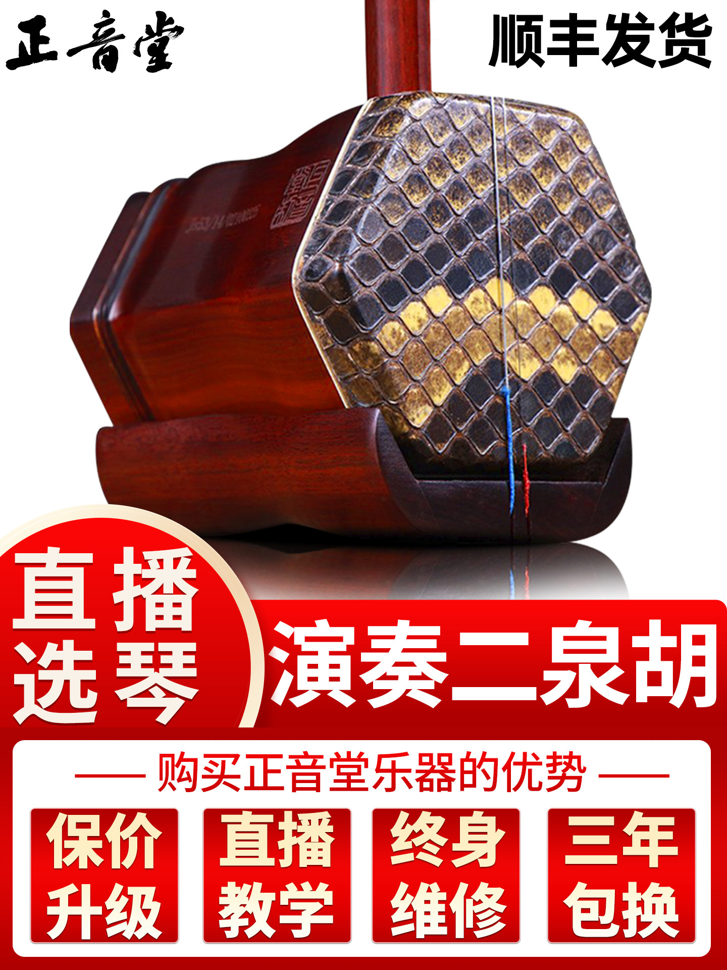 正音堂二胡乐器专业演奏二泉二胡 紫檀二胡