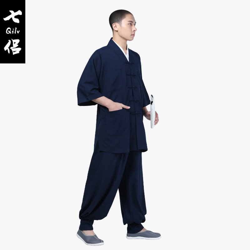 尚远僧服夏季新冰丝短褂七分袖免绑腿套装透气僧人僧衣僧装