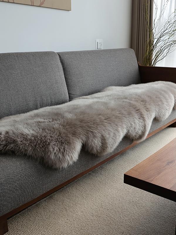 小沙中式纯羊毛沙发垫不规则羊毛皮整张羊毛皮地毯床边卧室客厅垫