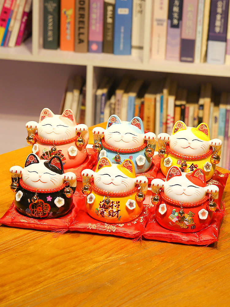招财猫摆件开业入户礼品储蓄罐店铺存钱罐发财猫家居客厅小号日式