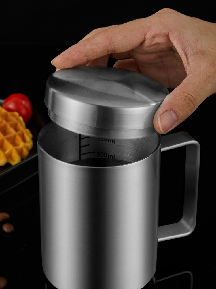 316L办公不锈钢马克杯口杯水杯家用杯带盖勺大容量可定制咖啡茶杯